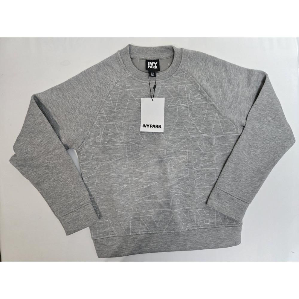 IVY PARK grey white quilted logo sweatshirt womens sz XS NWT